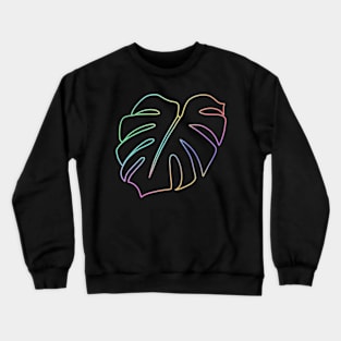 Pastel Holographic Monstera Deliciosa leaf - outline Crewneck Sweatshirt